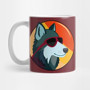 Wolf face with sunglass Mug